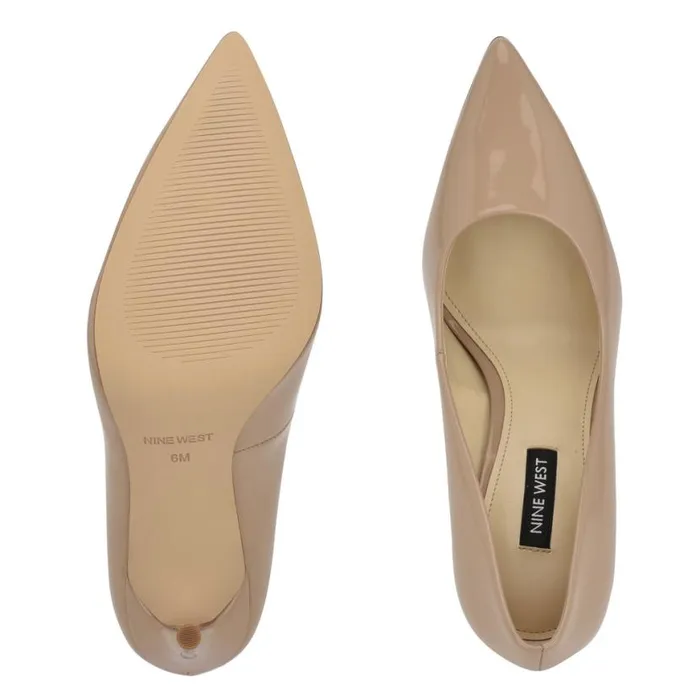Nine West Heels Women Fresh Pointy Toe Pumps Antique Taupe Patent Nine West Heels Women Fresh Pointy Toe Pumps Antique Taupe Patent