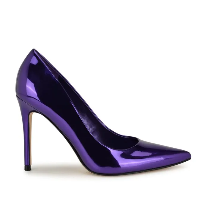 Nine West Heels Women Fresh Pointy Toe Pumps Purple Mirror Patent