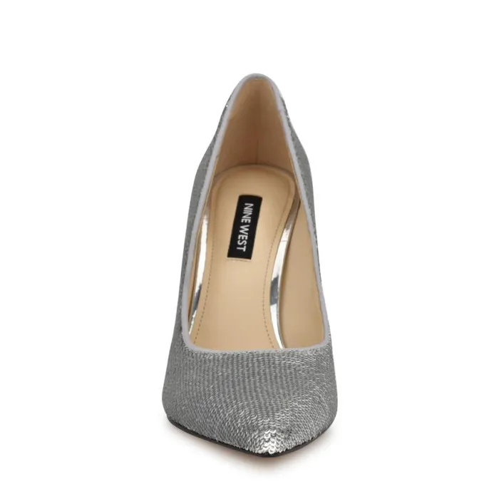Nine West Heels Women Fresh Pointy Toe Pumps Silver Sequin