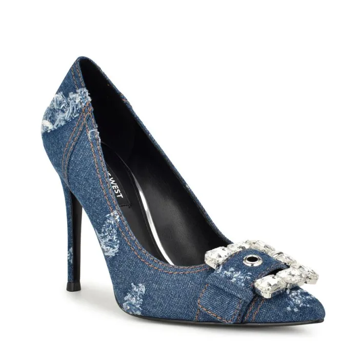 Nine West Heels Women Fulu Embellished Dress Pumps Denim Nine West Heels Women Fulu Embellished Dress Pumps Denim