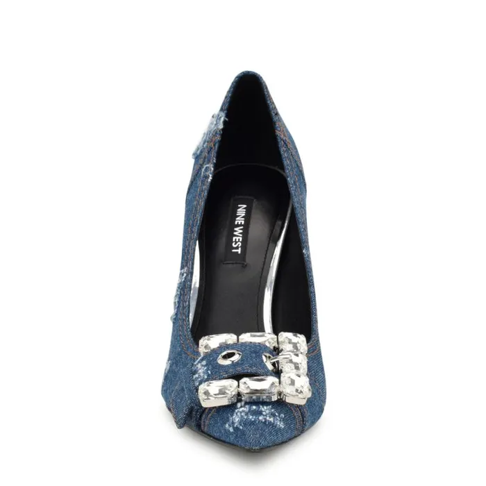Nine West Heels Women Fulu Embellished Dress Pumps Denim Nine West Heels Women Fulu Embellished Dress Pumps Denim