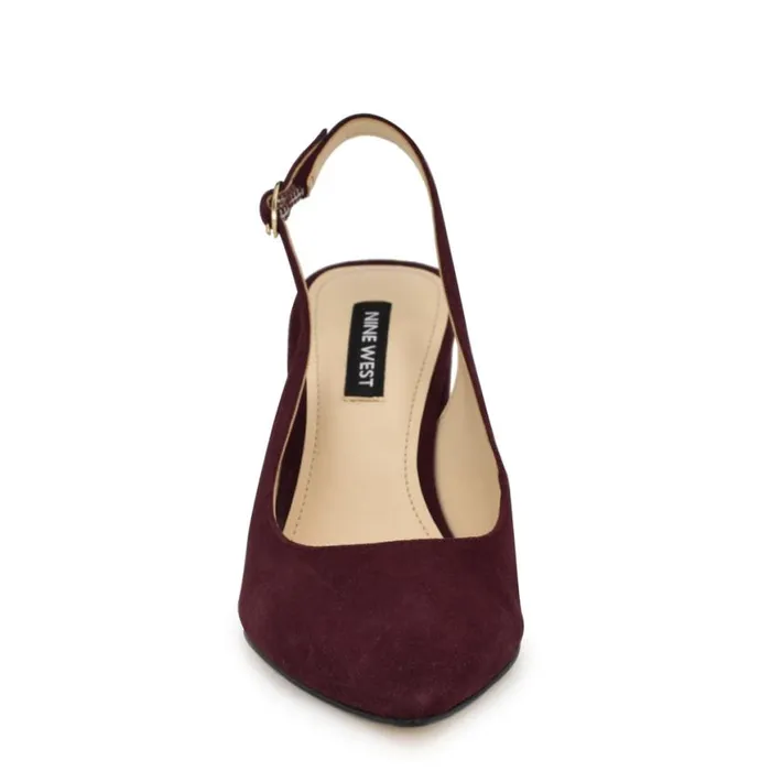 Nine West Heels Women Gompell Block Heel Slingback Pumps Dark Red Suede Nine West Heels Women Gompell Block Heel Slingback Pumps Dark Red Suede