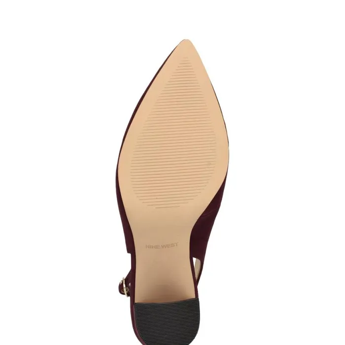 Nine West Heels Women Gompell Block Heel Slingback Pumps Dark Red Suede Nine West Heels Women Gompell Block Heel Slingback Pumps Dark Red Suede
