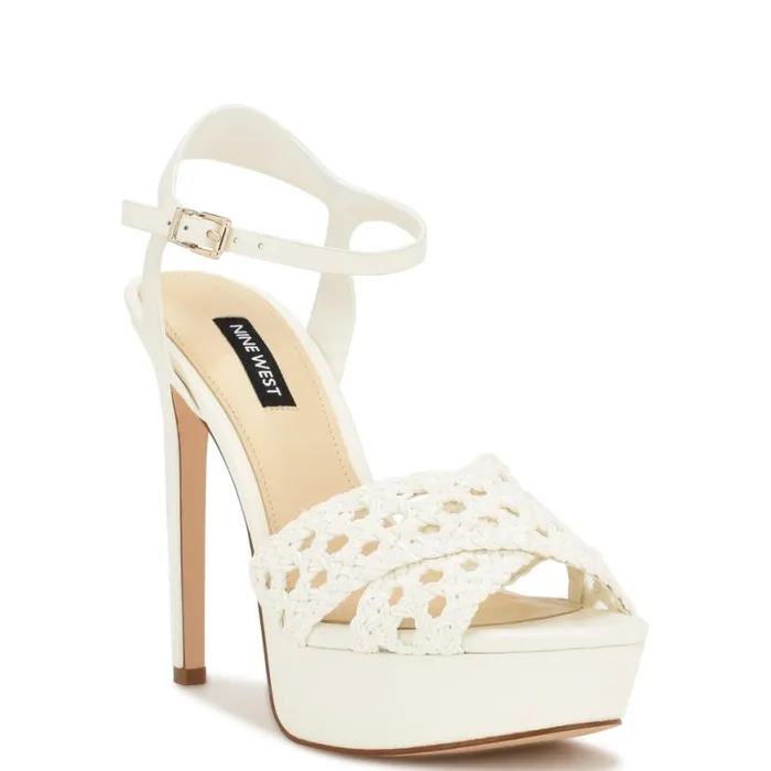 Nine West Heels Women Grecia Platform Sandals White Nine West Heels Women Grecia Platform Sandals White