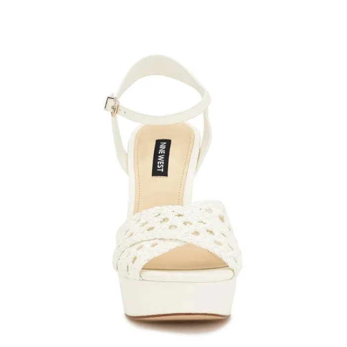 Nine West Heels Women Grecia Platform Sandals White Nine West Heels Women Grecia Platform Sandals White