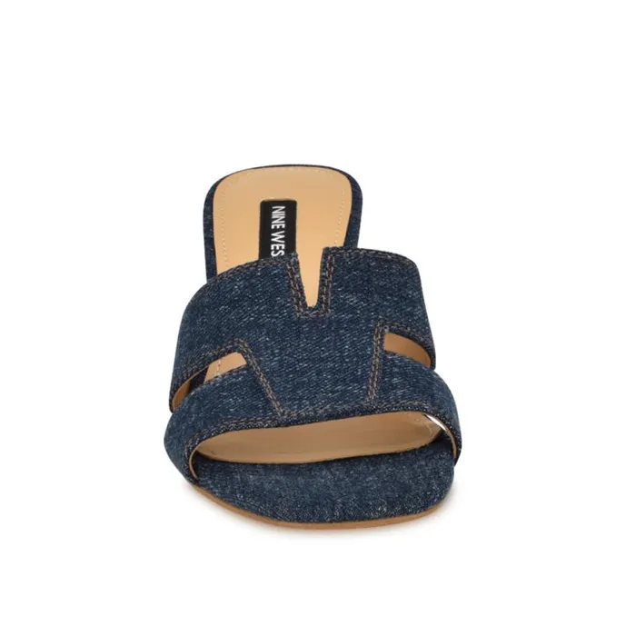 Nine West Heels Women Griselda Block Heel Sandals Denim