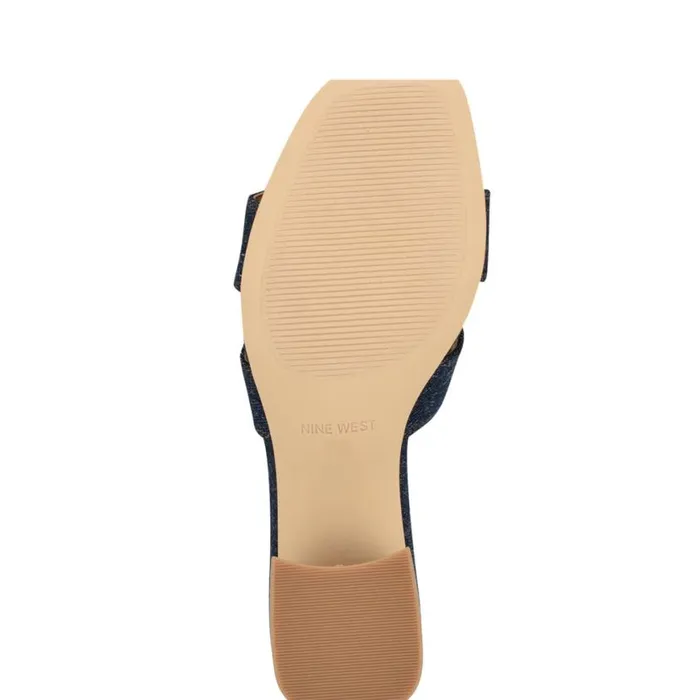 Nine West Heels Women Griselda Block Heel Sandals Denim