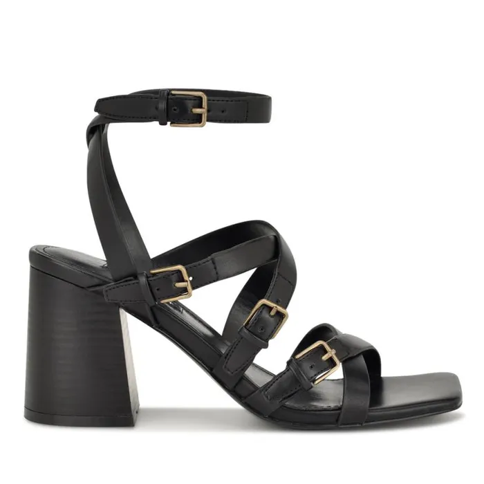Nine West Heels Women Karrly Ankle Strap Heeled Sandals Black
