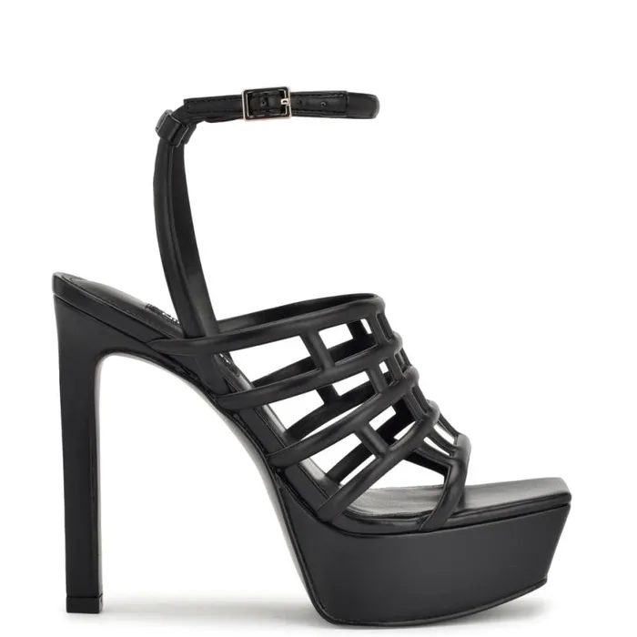 Nine West Heels Women Kelinda Ankle Strap Platform Sandals Black