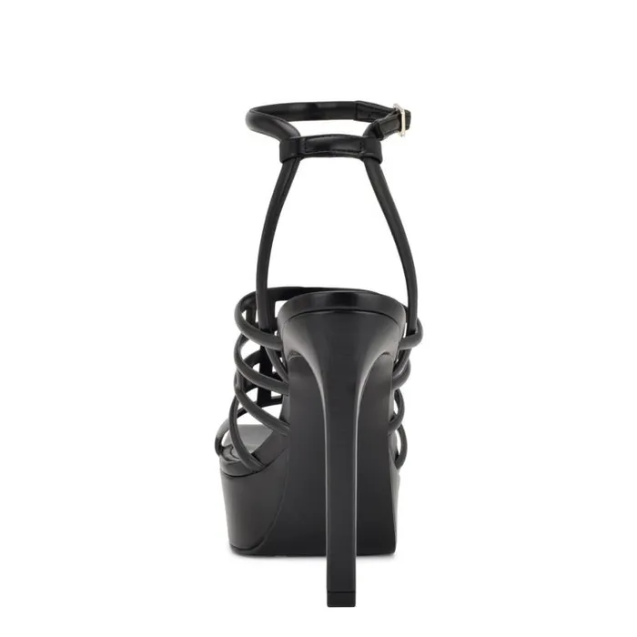 Nine West Heels Women Kelinda Ankle Strap Platform Sandals Black