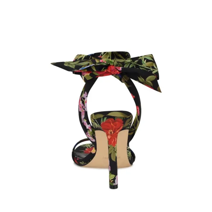 Nine West Heels Women Kelsie Ankle Wrap Heeled Sandals Black Floral