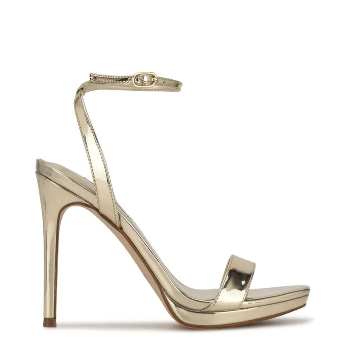 Nine West Heels Women Loola Ankle Strap Sandals Platino
