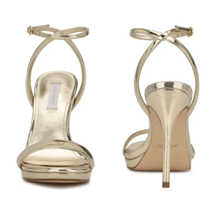Nine West Heels Women Loola Ankle Strap Sandals Platino Nine West Heels Women Loola Ankle Strap Sandals Platino