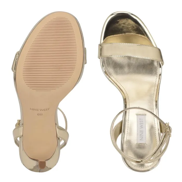 Nine West Heels Women Loola Ankle Strap Sandals Platino Nine West Heels Women Loola Ankle Strap Sandals Platino