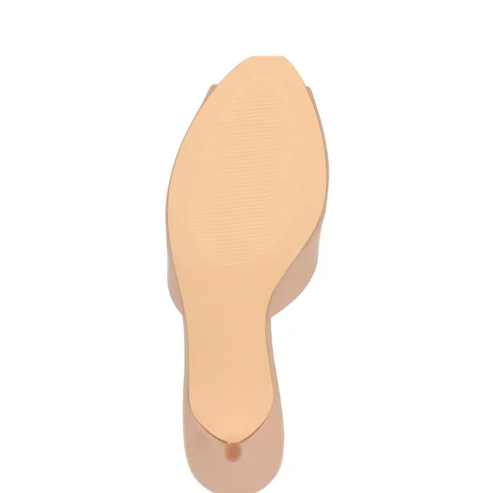 Nine West Heels Women Luvlie Heeled Slide Sandals Natural Patent Nine West Heels Women Luvlie Heeled Slide Sandals Natural Patent
