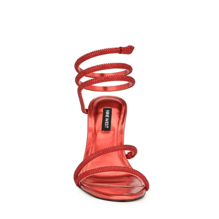 Nine West Heels Women Maskil Ankle Wrap Heeled Sandals Red Nine West Heels Women Maskil Ankle Wrap Heeled Sandals Red