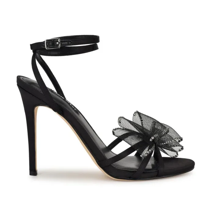 Nine West Heels Women Minky Bow Heeled Sandals Black