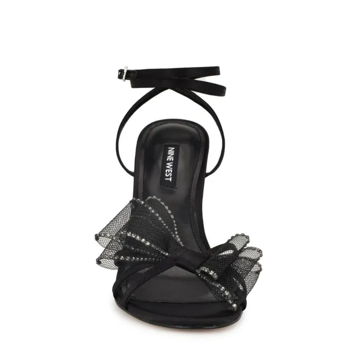 Nine West Heels Women Minky Bow Heeled Sandals Black Nine West Heels Women Minky Bow Heeled Sandals Black