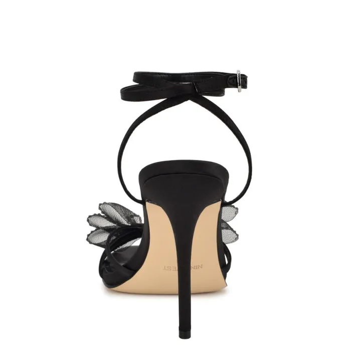 Nine West Heels Women Minky Bow Heeled Sandals Black Nine West Heels Women Minky Bow Heeled Sandals Black