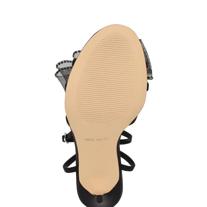 Nine West Heels Women Minky Bow Heeled Sandals Black Nine West Heels Women Minky Bow Heeled Sandals Black