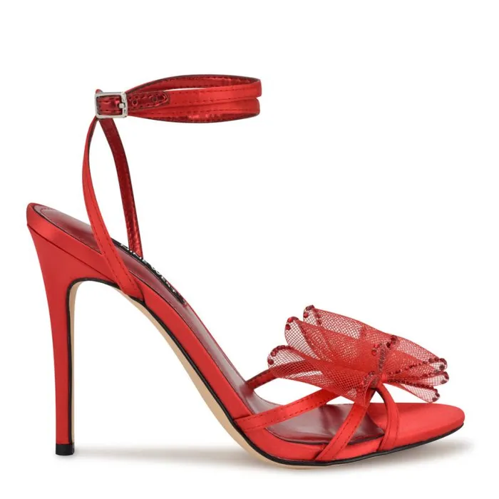 Nine West Heels Women Minky Bow Heeled Sandals Red