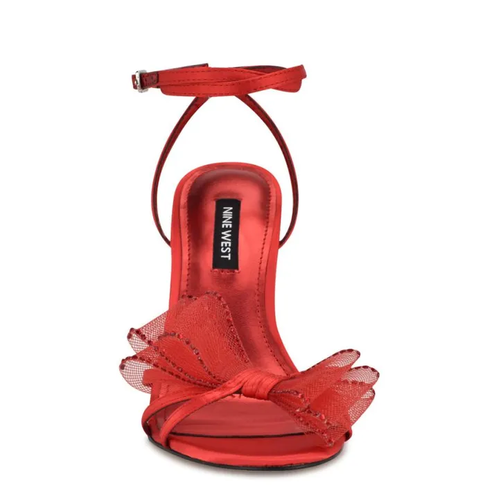 Nine West Heels Women Minky Bow Heeled Sandals Red