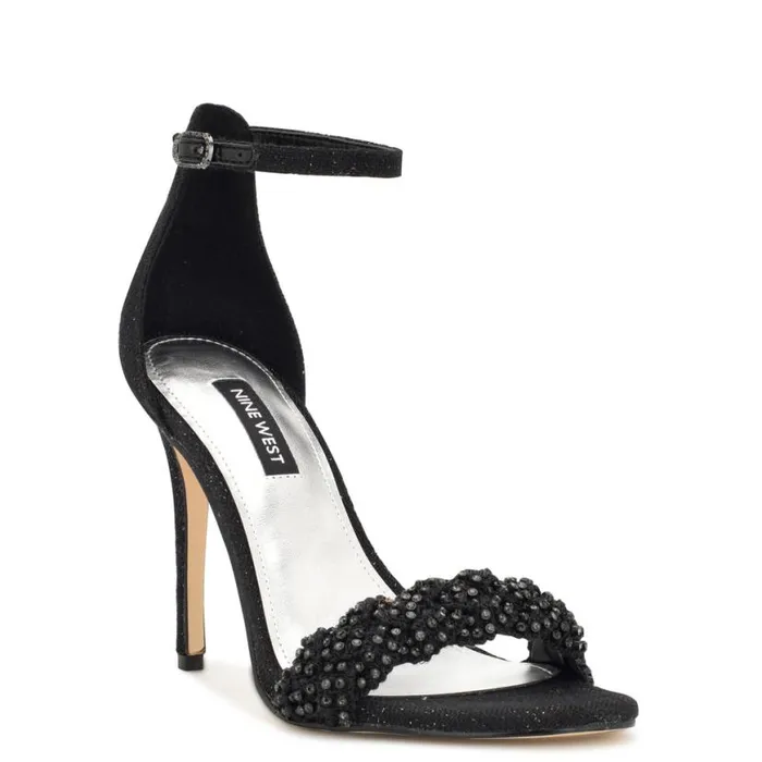 Nine West Heels Women Morelov Heeled Sandals Black Crystal Nine West Heels Women Morelov Heeled Sandals Black Crystal