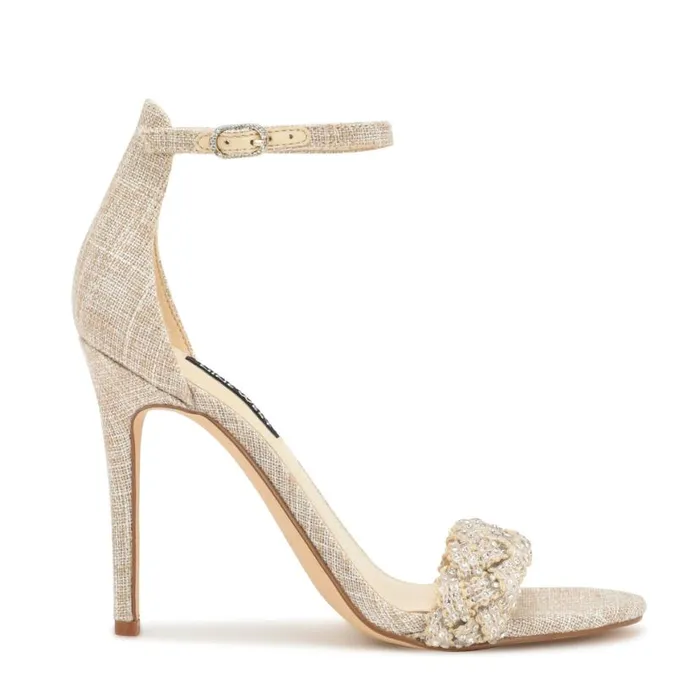 Nine West Heels Women Morelov Heeled Sandals Natural Crystal
