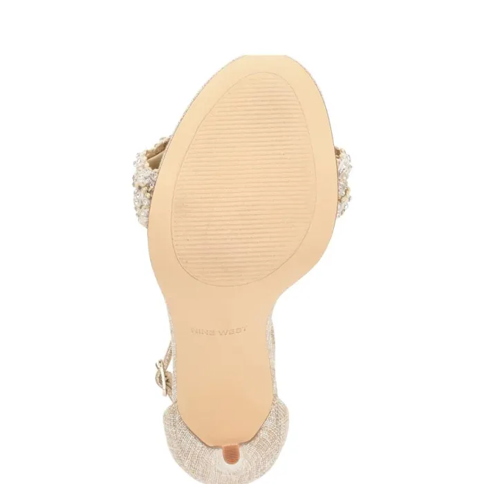 Nine West Heels Women Morelov Heeled Sandals Natural Crystal Nine West Heels Women Morelov Heeled Sandals Natural Crystal