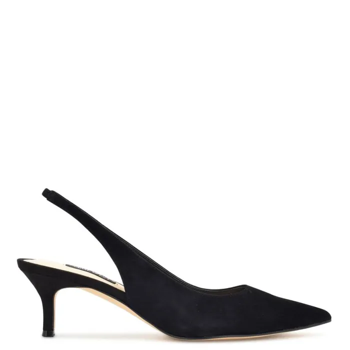 Nine West Heels Women Nataly Slingback Pumps Black Suede