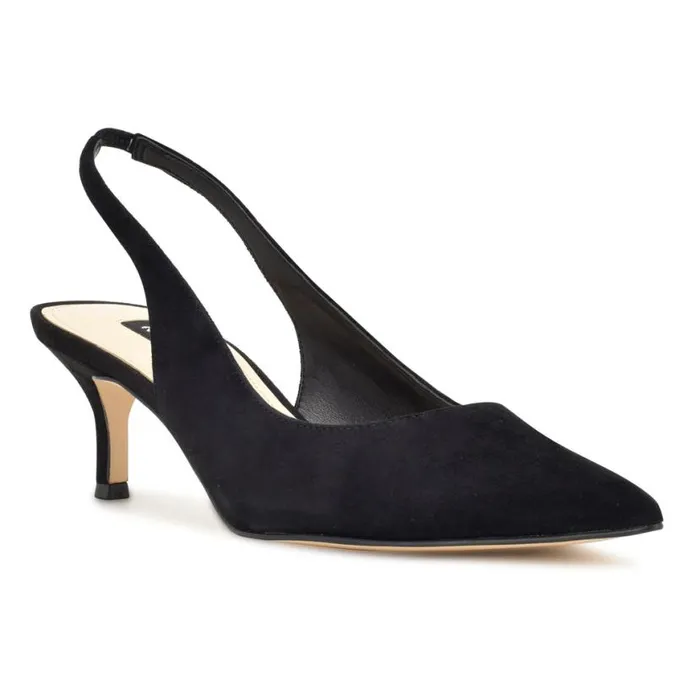 Nine West Heels Women Nataly Slingback Pumps Black Suede Nine West Heels Women Nataly Slingback Pumps Black Suede