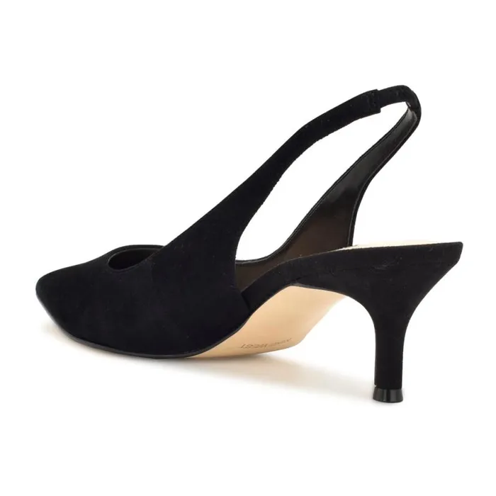 Nine West Heels Women Nataly Slingback Pumps Black Suede Nine West Heels Women Nataly Slingback Pumps Black Suede