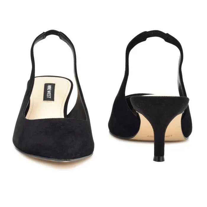 Nine West Heels Women Nataly Slingback Pumps Black Suede Nine West Heels Women Nataly Slingback Pumps Black Suede