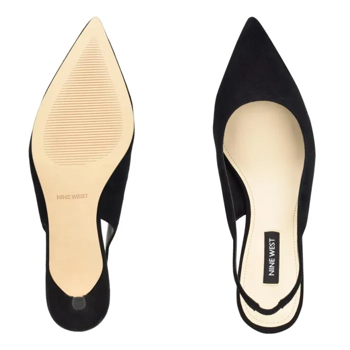 Nine West Heels Women Nataly Slingback Pumps Black Suede Nine West Heels Women Nataly Slingback Pumps Black Suede