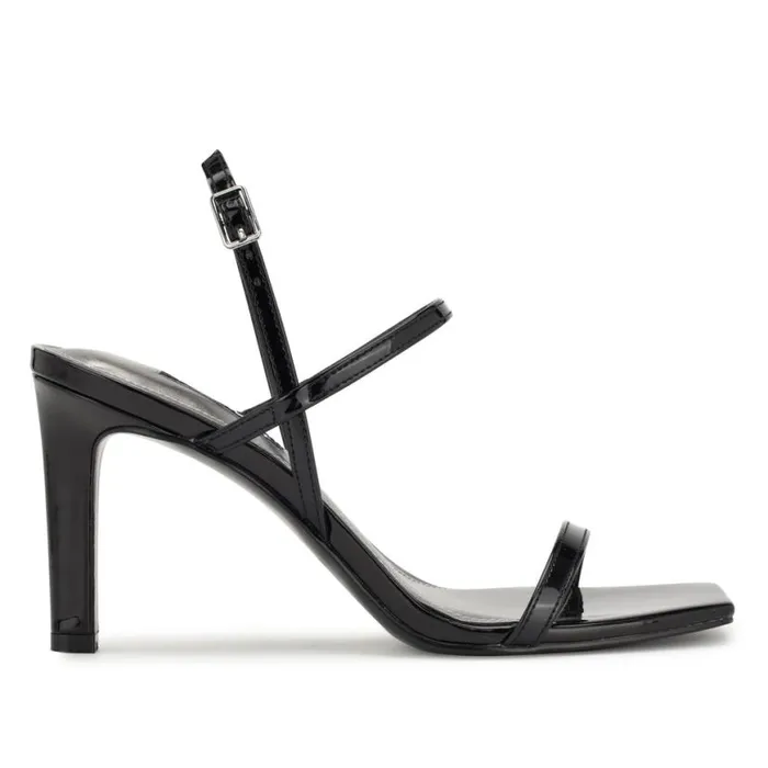 Nine West Heels Women Olah Heeled Slingback Sandals Black Patent