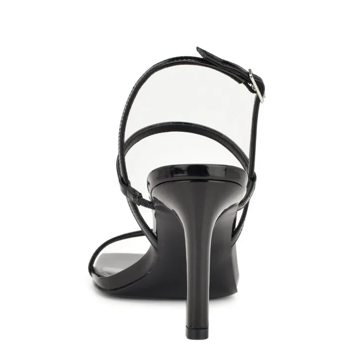Nine West Heels Women Olah Heeled Slingback Sandals Black Patent Nine West Heels Women Olah Heeled Slingback Sandals Black Patent