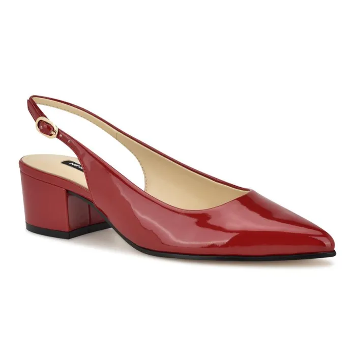 Nine West Heels Women Prepp Block Heel Slingback Pumps Red Patent Nine West Heels Women Prepp Block Heel Slingback Pumps Red Patent