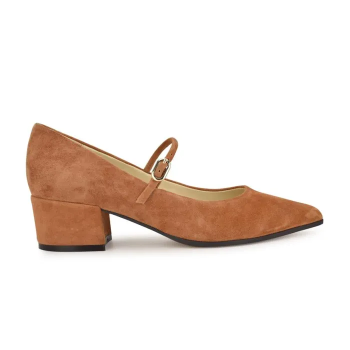 Nine West Heels Women Prix Mary Jane Pumps Brown Suede