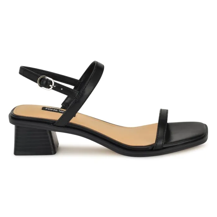 Nine West Heels Women Purdy Block Heel Sandals Black