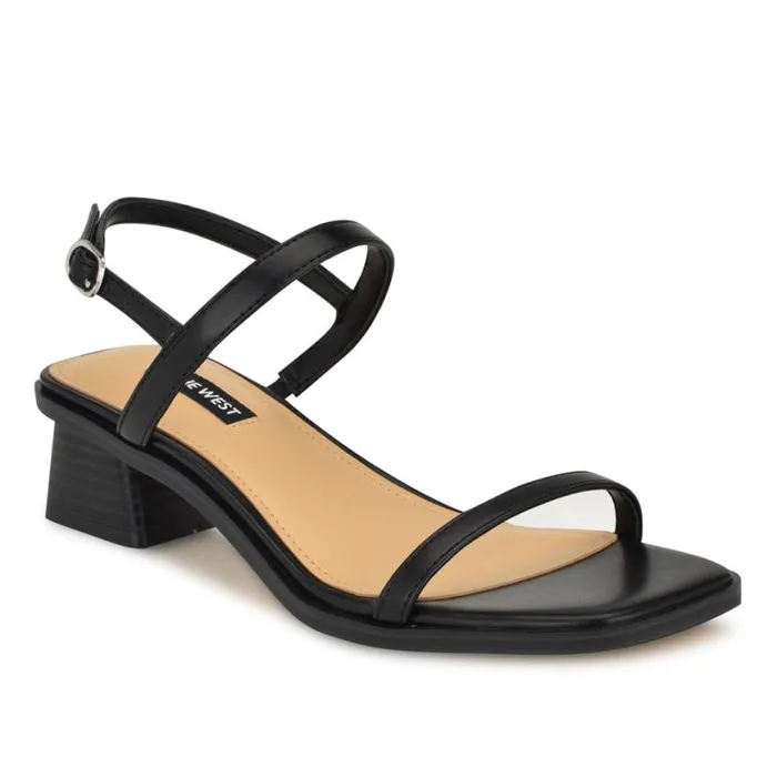 Nine West Heels Women Purdy Block Heel Sandals Black
