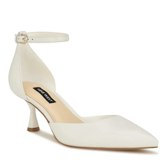 Nine West Heels Women Racha Ankle Strap Pumps White