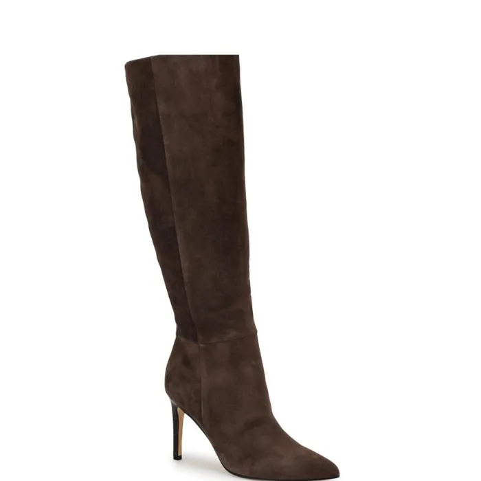 Nine West Heels Women Richy Heeled Boots Dark Brown Suede
