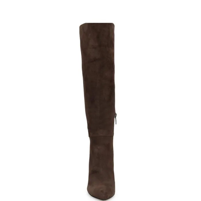 Nine West Heels Women Richy Heeled Boots Dark Brown Suede