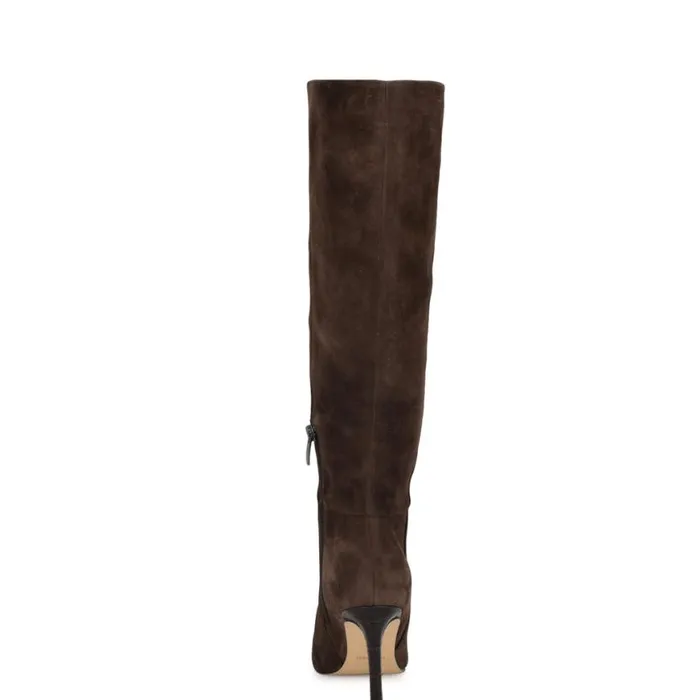 Nine West Heels Women Richy Heeled Boots Dark Brown Suede