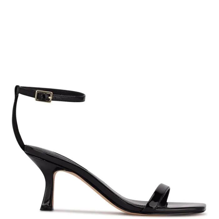 Nine West Heels Women Ripe Heeled Sandals Black Patent