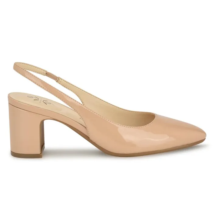 Nine West Heels Women Sinead 92159 Block Heel Slingbacks Natural