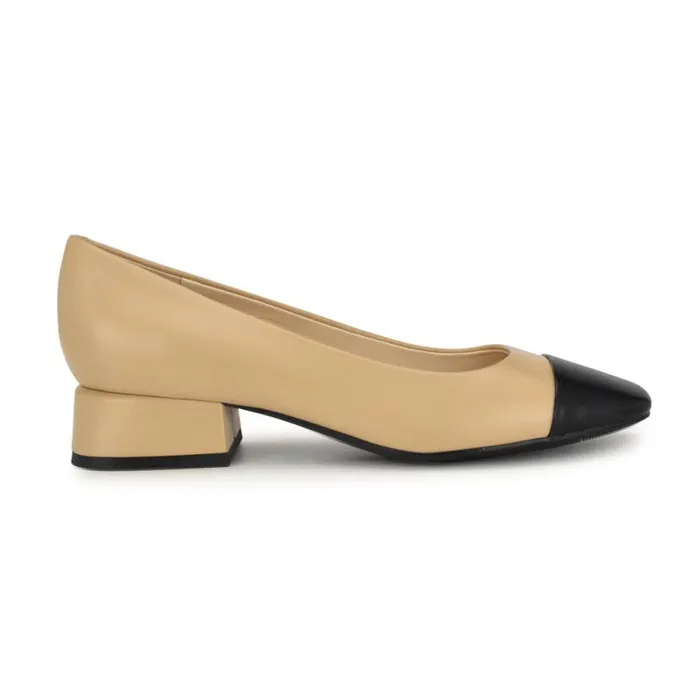 Nine West Heels Women Sophe Cap Toe Pumps Natural Leatherblack