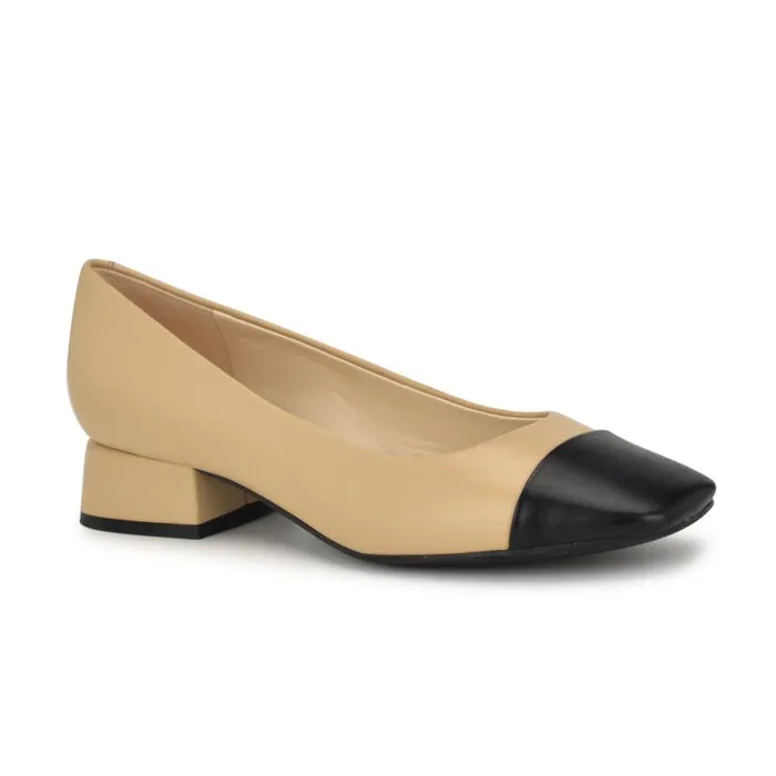 Nine West Heels Women Sophe Cap Toe Pumps Natural Leatherblack Nine West Heels Women Sophe Cap Toe Pumps Natural Leatherblack