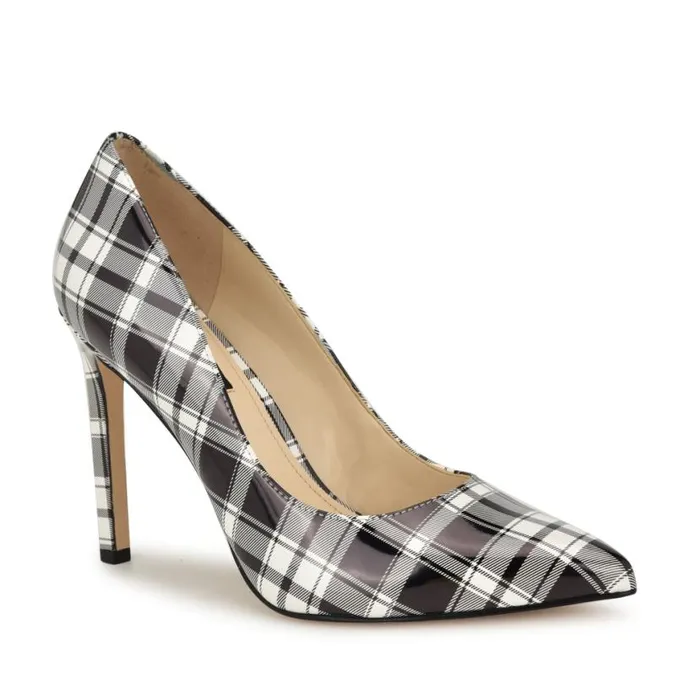 Nine West Heels Women Tatiana Pointy Toe Pumps Blackwhite Patent Plaid Nine West Heels Women Tatiana Pointy Toe Pumps Blackwhite Patent Plaid
