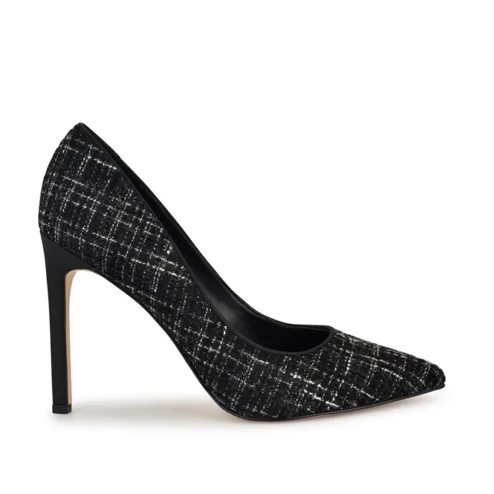 Nine West Heels Women Tatiana Pointy Toe Pumps Blackwhite Tweed